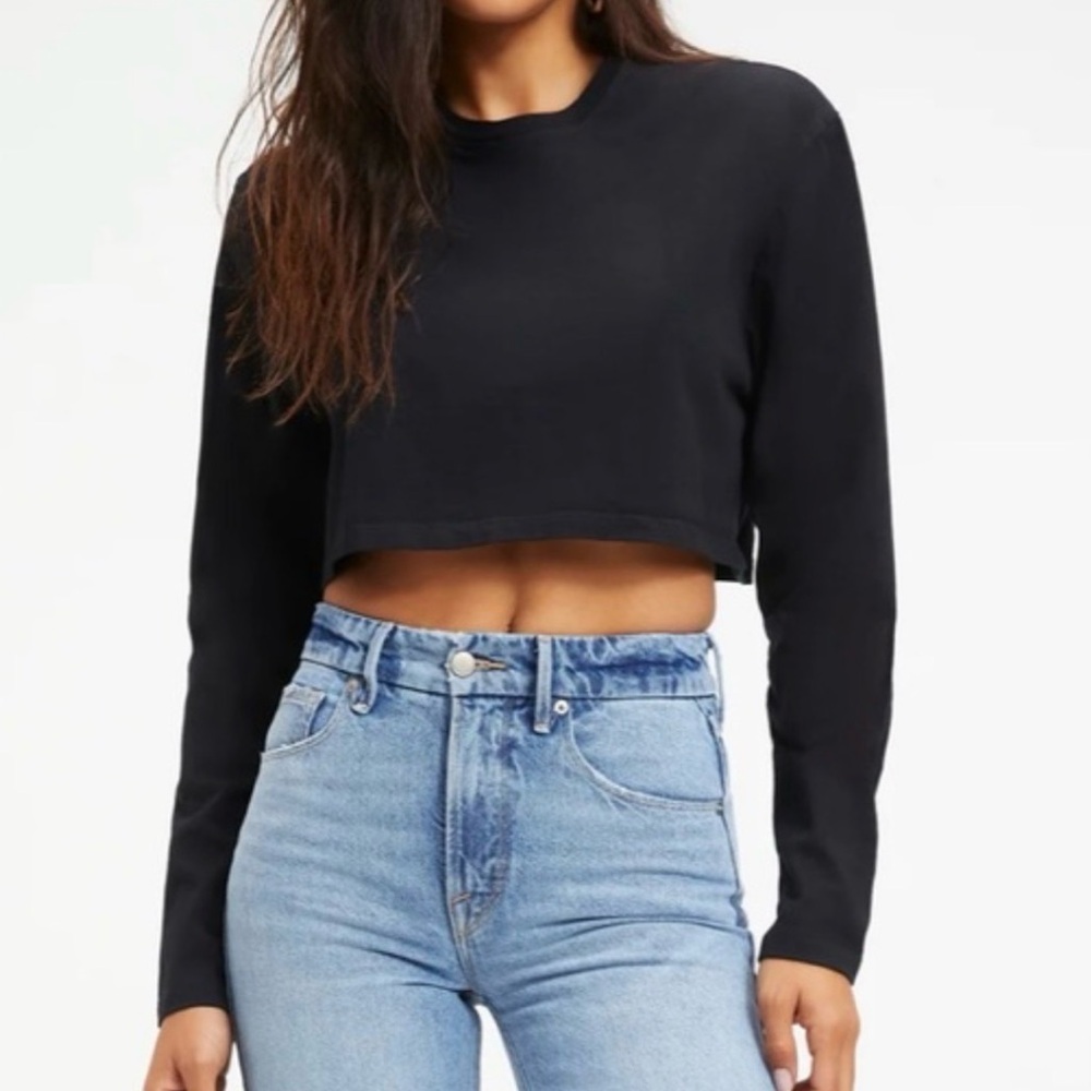 GOOD AMERICAN Cotton Cropped Long Sleeve